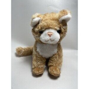 Unbranded Orange Tabby Cat Plush Sitting Brown Eyes 6 inches high Ginger